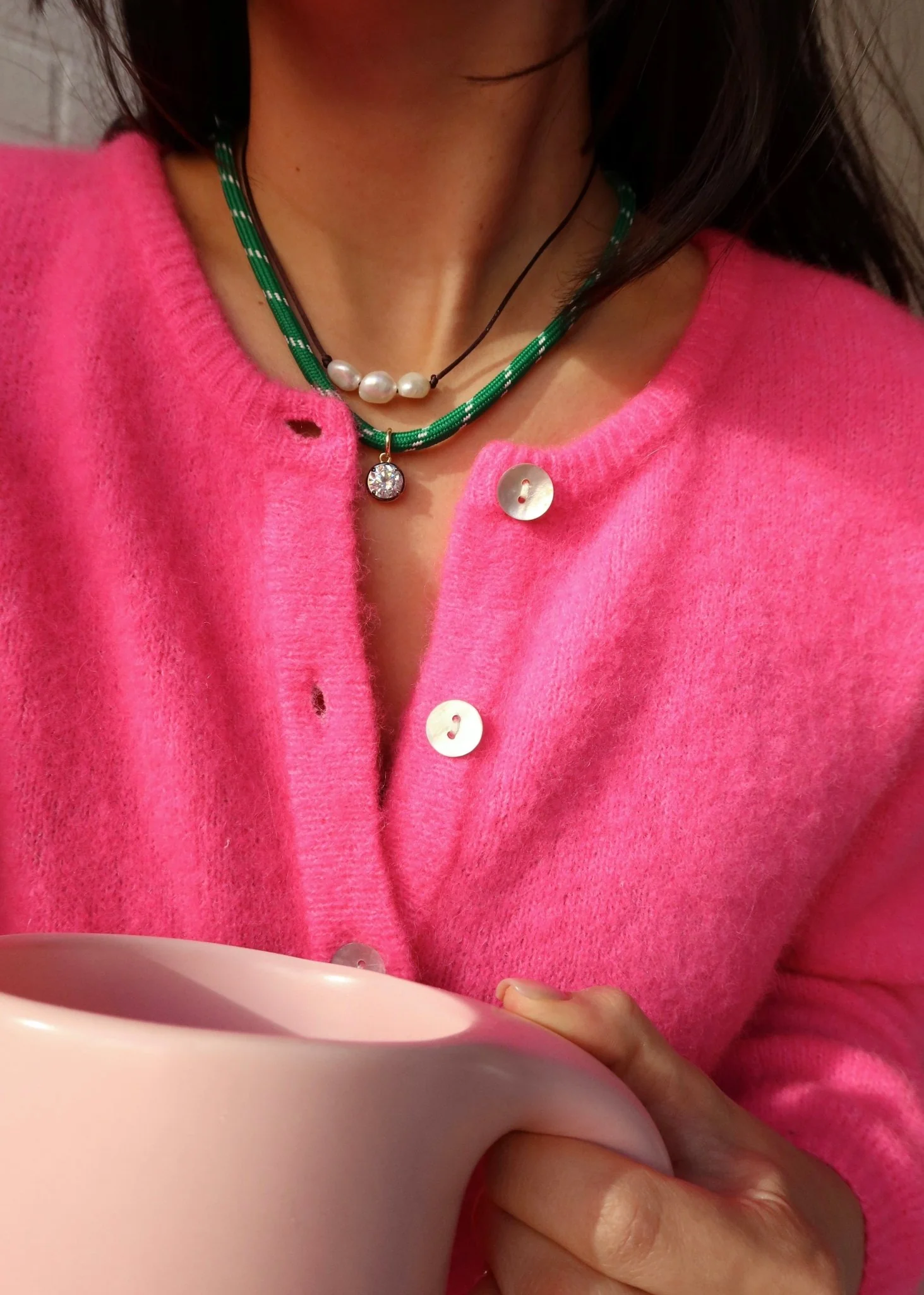 Cher Georgian CZ Pendant on Green Paracord - Image 10