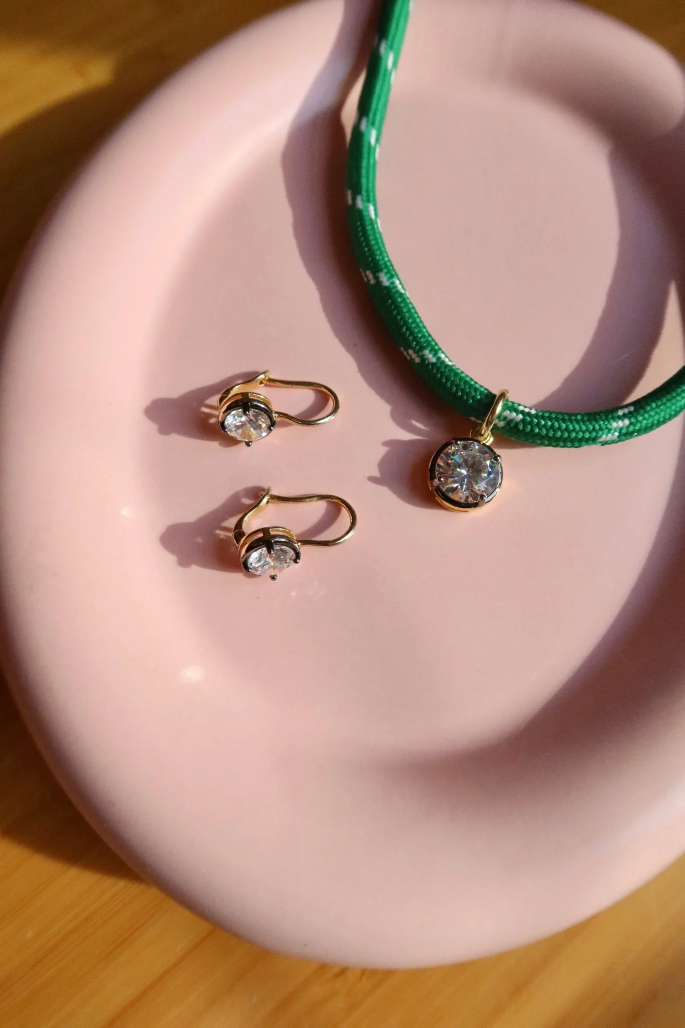 Cher Georgian CZ Pendant on Green Paracord - Image 11