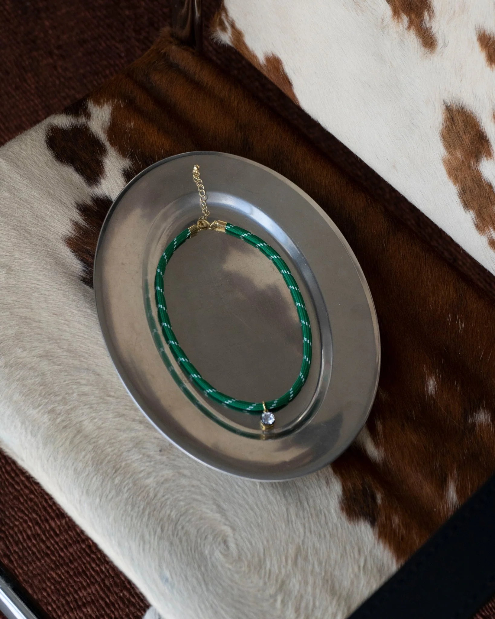 Cher Georgian CZ Pendant on Green Paracord - Image 3