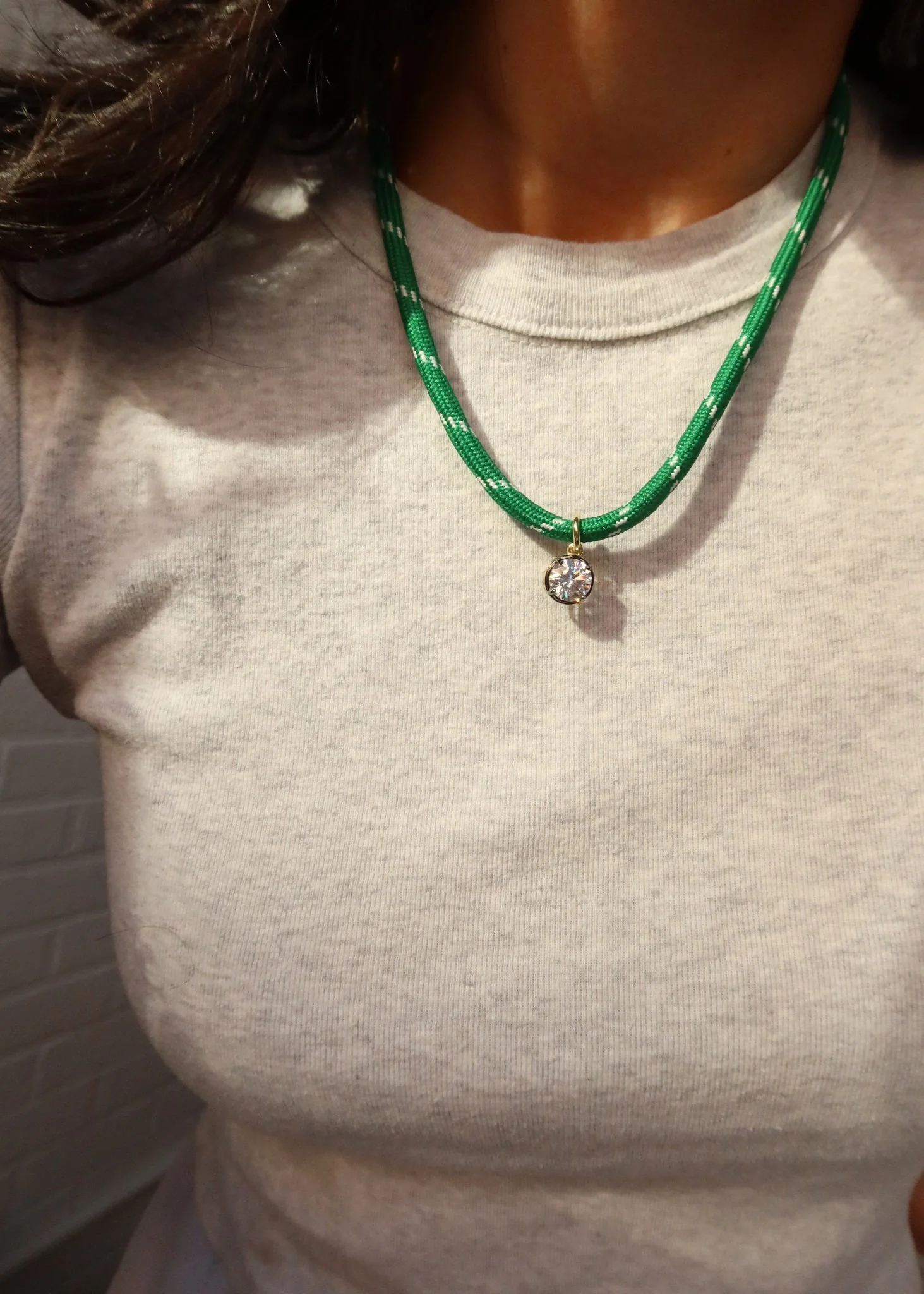 Cher Georgian CZ Pendant on Green Paracord - Image 8