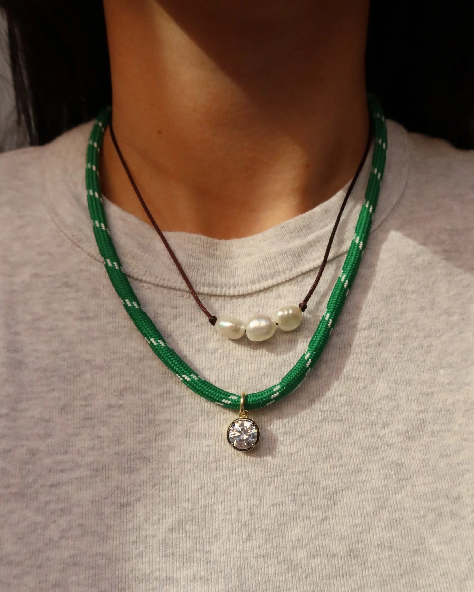 Tai Freshwater Pearl Trio on Silk Cord - Image 3