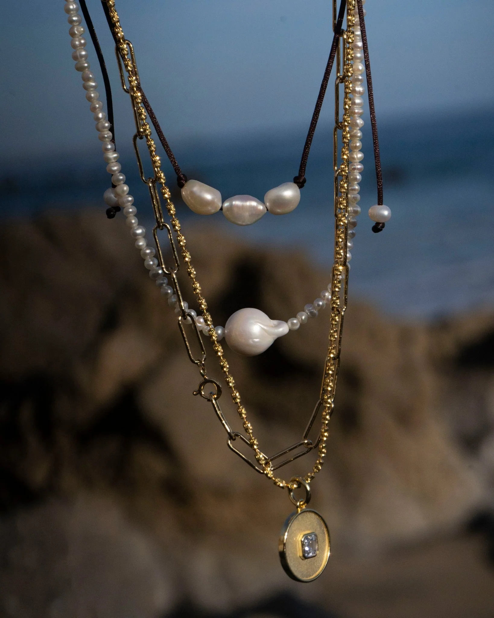 Tai Freshwater Pearl Trio on Silk Cord - Image 4