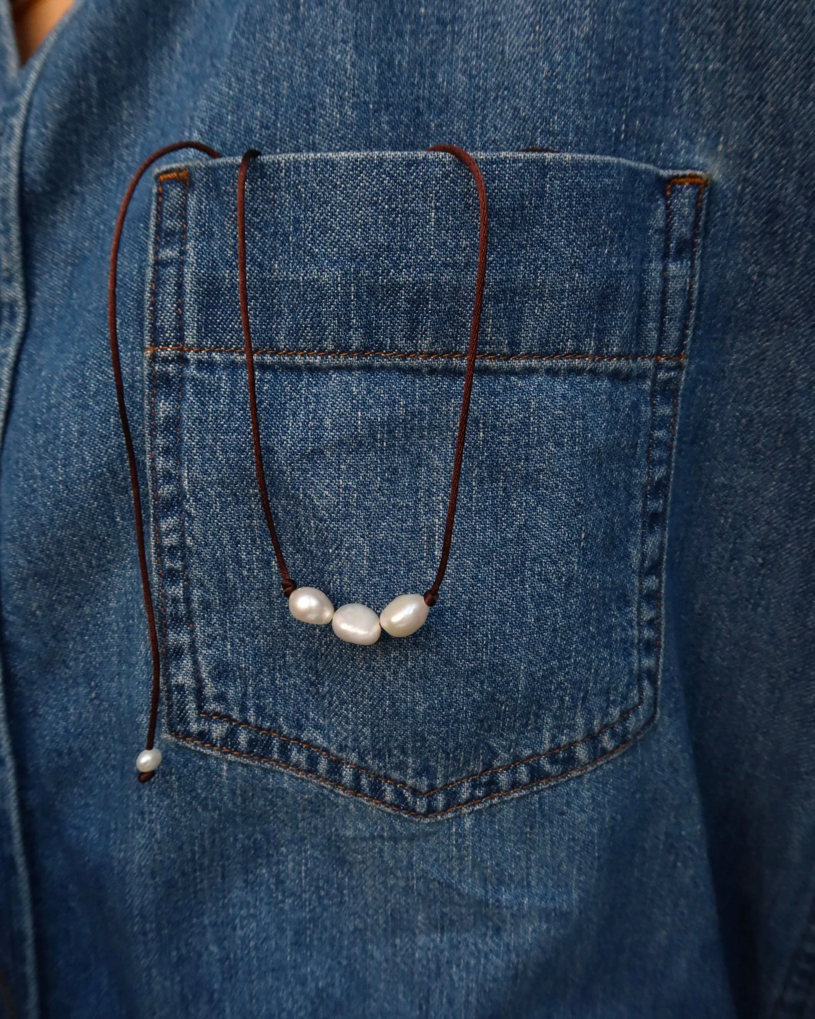 Tai Freshwater Pearl Trio on Silk Cord - Image 6